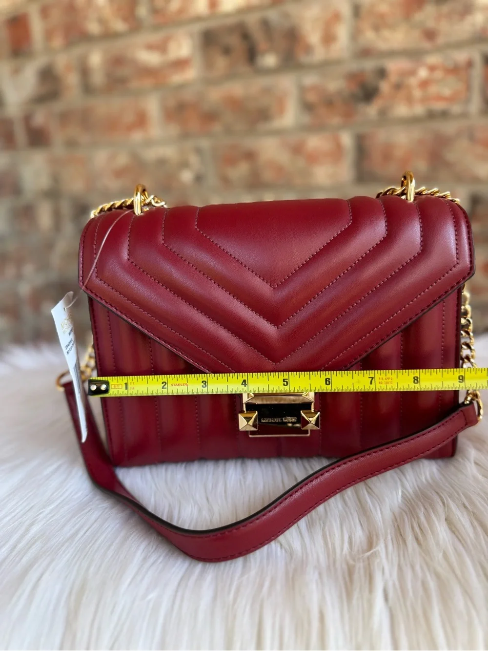 Michael Kors Red Quilted Leather Shoulder Bag